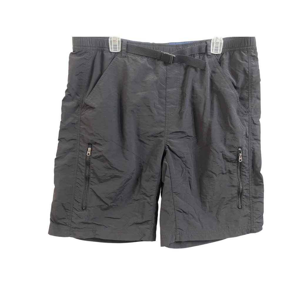 REI Co-op Mens Sahara Cargo Hiking Shorts Gray UPF 30 Built-in Belt Large